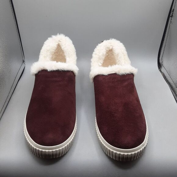 Timberland Skyla Bay Slip-on Women's 10M Red Burgundy Suede Faux Fur - Picture 2 of 14